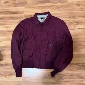Vintage William Barry Maroon Zip Jacket Size 42